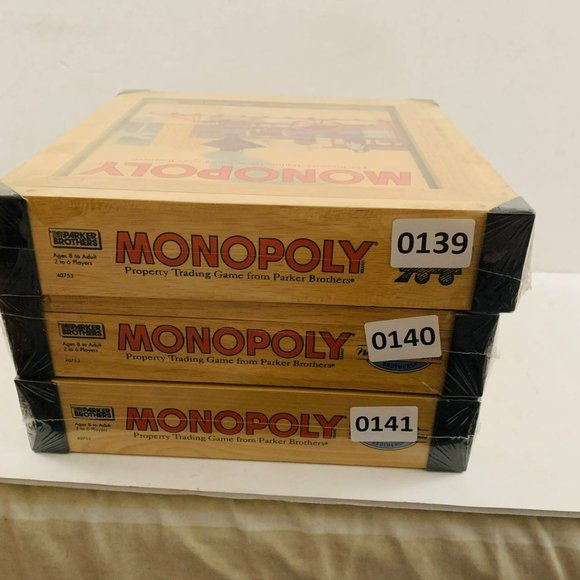 Vintage Monopoly Wooden Box Board Game Nostalgia Series All Aboard 2001 Sealed - Picture 4 of 4